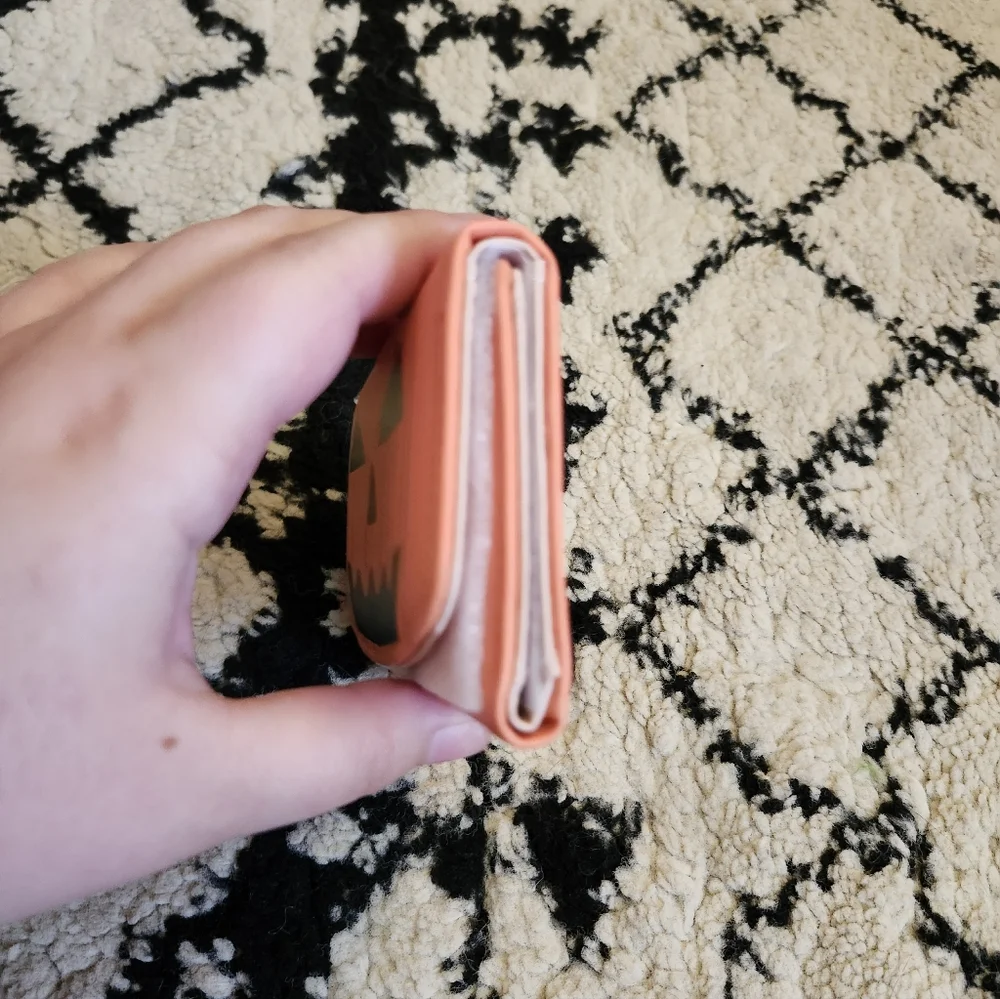 Orange Jack O Lantern Pumpkin Face Wallet